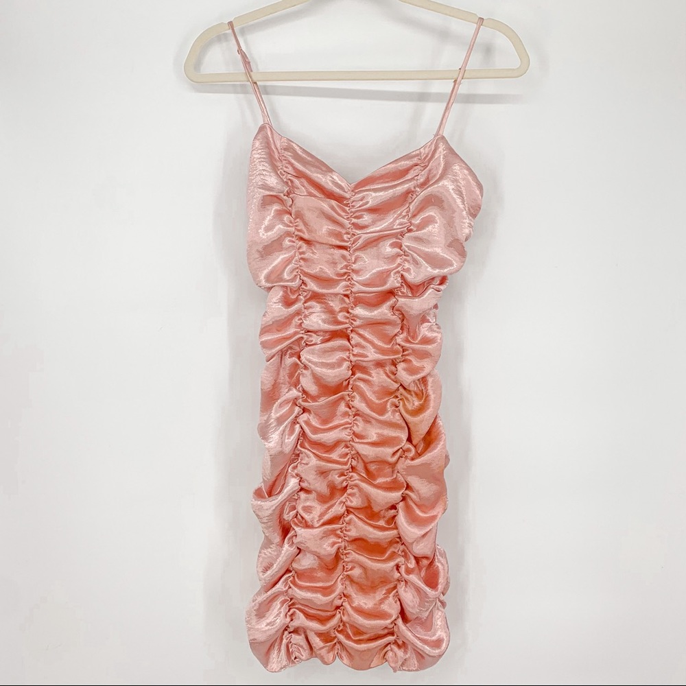 Urban Outfitters Pink Bubble Ruched Mini Dress Size XS